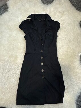 Guess Classic Black Button-Front Women's Shirt Dress